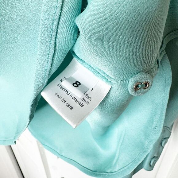 Rachel Comey Veracity Teal Blue V Neck Long Sleeve Blouse Viscose Women’s Size 8 - Picture 9 of 13